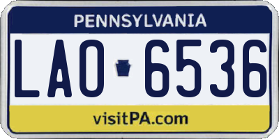 PA license plate LAO6536