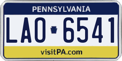 PA license plate LAO6541