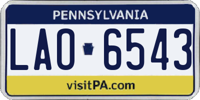 PA license plate LAO6543