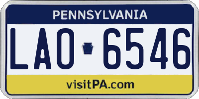 PA license plate LAO6546