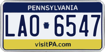 PA license plate LAO6547