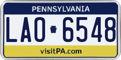 PA license plate LAO6548
