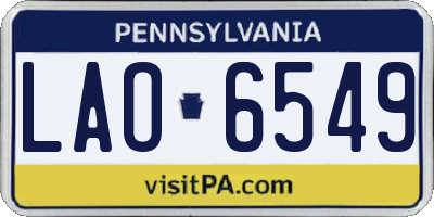 PA license plate LAO6549