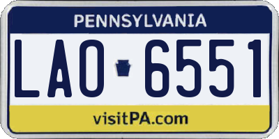 PA license plate LAO6551