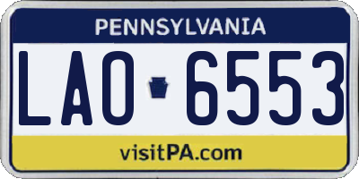 PA license plate LAO6553