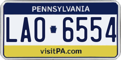 PA license plate LAO6554