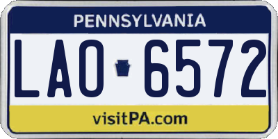 PA license plate LAO6572