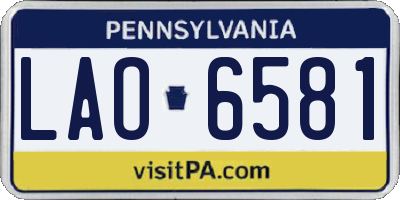 PA license plate LAO6581