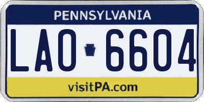 PA license plate LAO6604