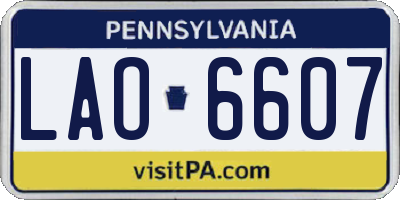 PA license plate LAO6607