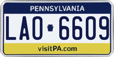 PA license plate LAO6609