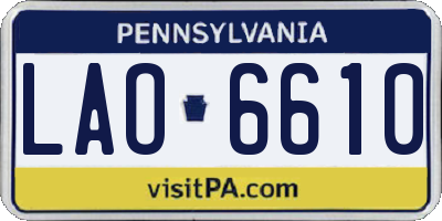 PA license plate LAO6610