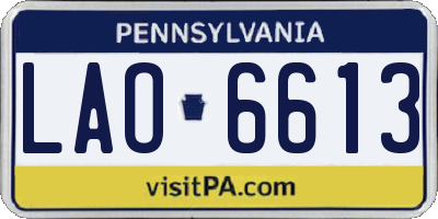 PA license plate LAO6613