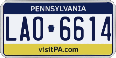 PA license plate LAO6614