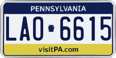 PA license plate LAO6615