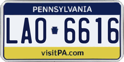 PA license plate LAO6616