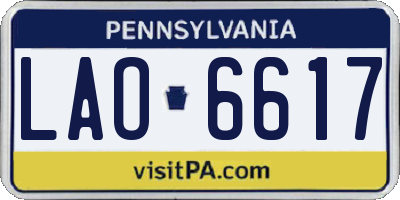PA license plate LAO6617