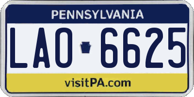 PA license plate LAO6625