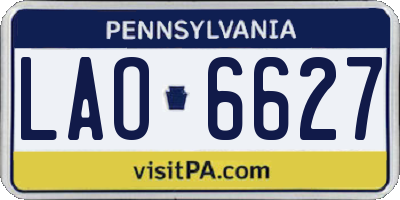 PA license plate LAO6627