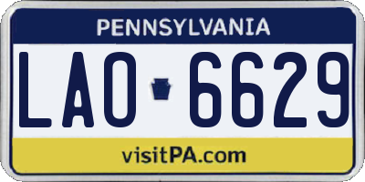 PA license plate LAO6629
