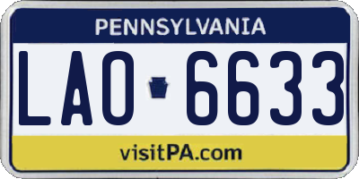 PA license plate LAO6633