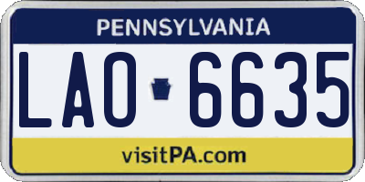PA license plate LAO6635