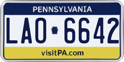 PA license plate LAO6642