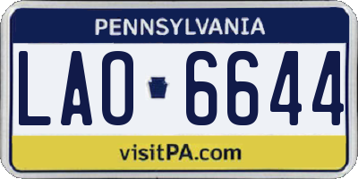 PA license plate LAO6644