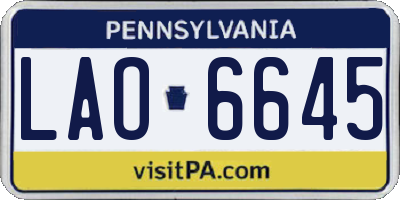 PA license plate LAO6645