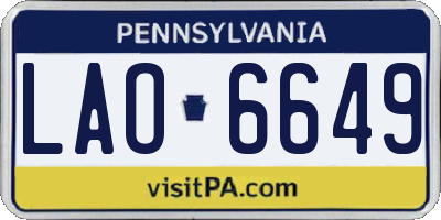 PA license plate LAO6649