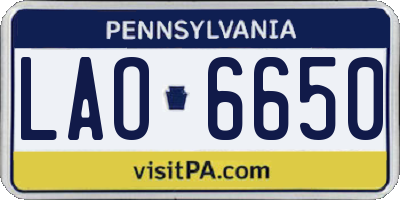 PA license plate LAO6650