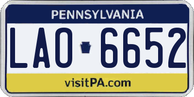 PA license plate LAO6652