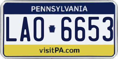 PA license plate LAO6653