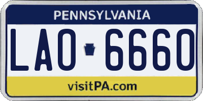 PA license plate LAO6660