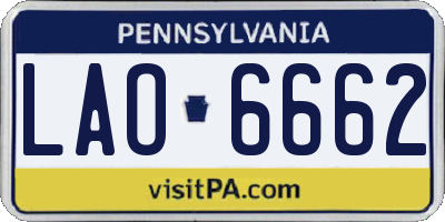 PA license plate LAO6662