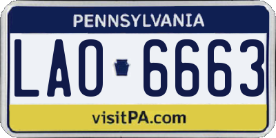 PA license plate LAO6663