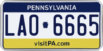 PA license plate LAO6665