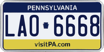 PA license plate LAO6668