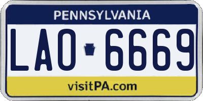 PA license plate LAO6669
