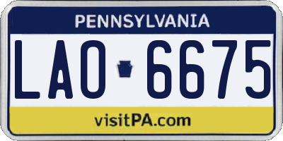 PA license plate LAO6675