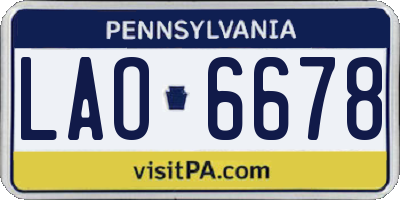 PA license plate LAO6678