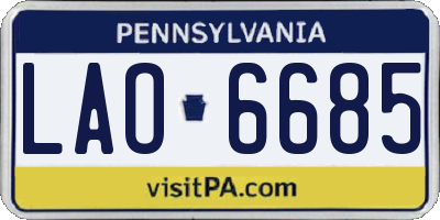 PA license plate LAO6685