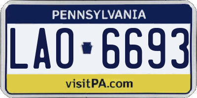 PA license plate LAO6693