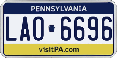 PA license plate LAO6696