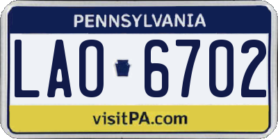 PA license plate LAO6702
