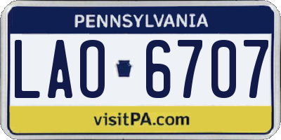 PA license plate LAO6707