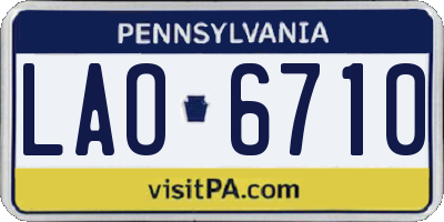 PA license plate LAO6710