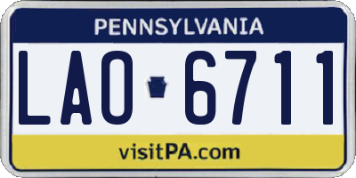 PA license plate LAO6711