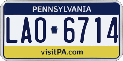 PA license plate LAO6714