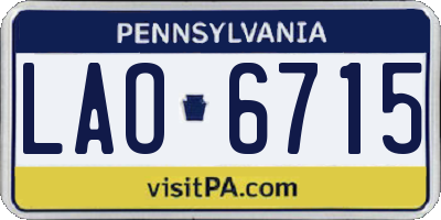 PA license plate LAO6715